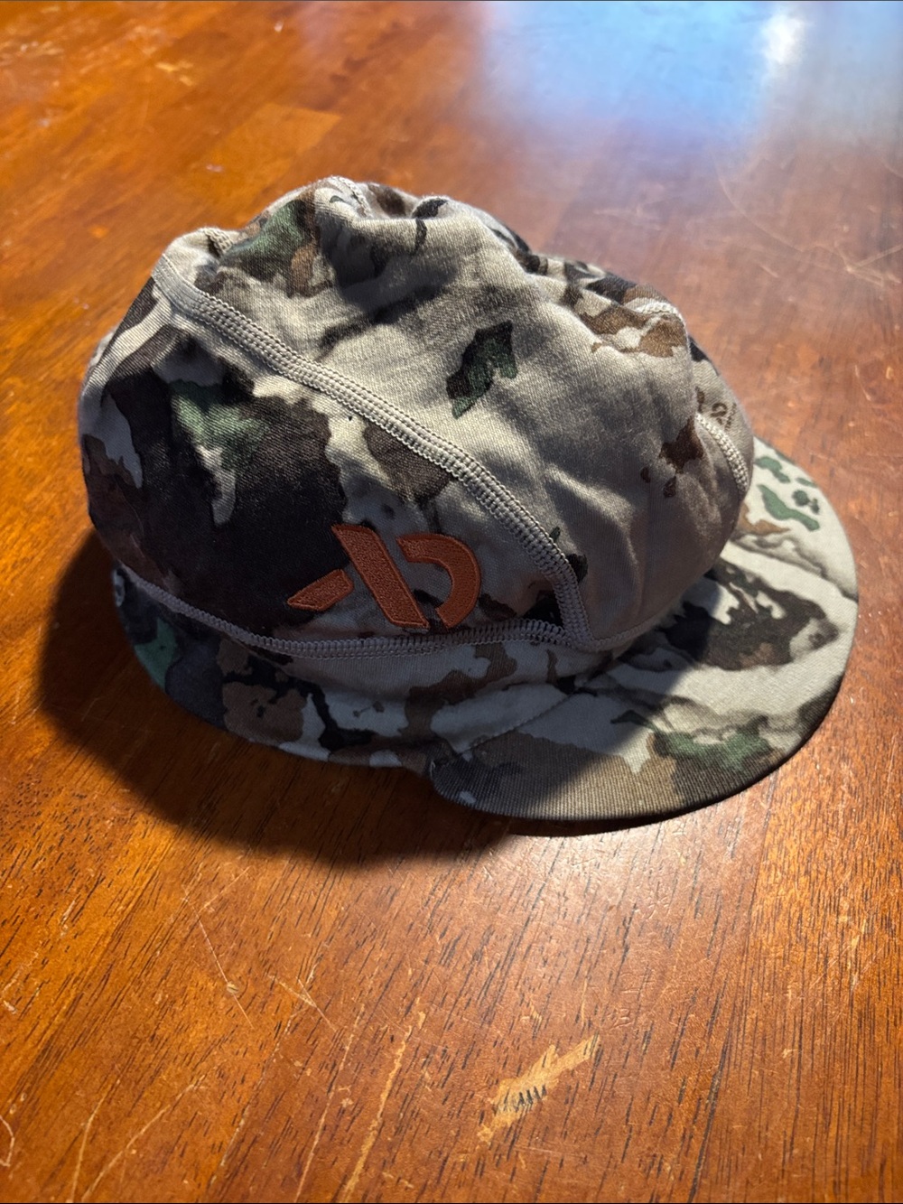First Lite Fusion Camo Beanie with Orange Logo Merino Wool